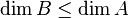 \dim B\le \dim A