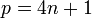 p = 4n + 1\,