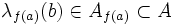 \lambda_{f(a)}(b)\in A_{f(a)} \subset A
