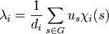 \lambda_i = \frac{1}{d_i}\sum_{s \in G} u_s \chi_i(s)