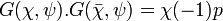 G(\chi, \psi).G(\bar \chi, \psi)=\chi(- 1)p \;
