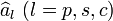 \widehat{a}_{l}\,\left(l=p,s,c\right)