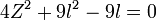  4Z^2 + 9l^2 - 9l = 0 ~