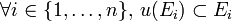 \forall i \in \{ 1, \ldots , n \} , \, u(E_{i}) \subset E_{i}