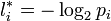 l_i^*=-\log_2 p_i