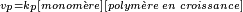 \scriptscriptstyle v_p = k_p [monom\grave ere] [polym\grave ere\; en \;croissance] 