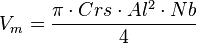 V_{m}=\frac{\pi\cdot Crs\cdot Al^2\cdot Nb}{4}