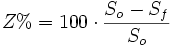 Z\% =100 \cdot \frac{S_o-S_f}{S_o}