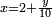 \scriptstyle x=2+\frac{y}{10}