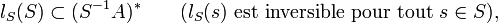 l_S(S)\subset(S^{-1}A)^* \quad \quad (l_S(s)\text{ est inversible pour tout }s\in S),