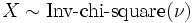 X \sim \mbox{Inv-chi-square}(\nu)\,