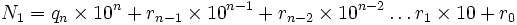 N_1=q_{n} \times 10^n+r_{n-1} \times 10^{n-1}+r_{n-2} \times 10^{n-2} \ldots r_{1} \times 10 + r_{0}