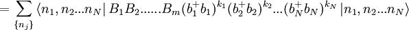 =\sum\limits_{\left\{ n_{j}\right\} }\left\langle n_{1},n_{2}...n_{N}\right\vert B_{1}B_{2}......B_{m}(b_{1}^{+}b_{1})^{k_{1}}(b_{2}^{+}b_{2})^{k_{2}}...(b_{N}^{+}b_{N})^{k_{N}}\left\vert n_{1},n_{2}...n_{N}\right\rangle 