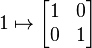 1 \mapsto \begin{bmatrix}1 & 0 \\ 0 & 1\end{bmatrix}