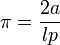 \pi=\frac {2a}{lp}