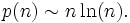 p(n)\sim n\ln(n).