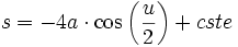 s = - 4a\cdot \cos\left (\frac{u}{2}\right ) + cste