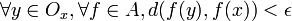 \forall y\in O_x,\forall f\in A,d(f(y),f(x))<\epsilon