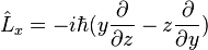 \hat L_x = -i\hbar(y\frac {\partial}{\partial z}-z\frac {\partial}{\partial y})