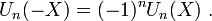 U_n(-X)=(-1)^nU_n(X)~.