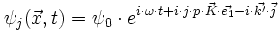 \psi_j (\vec{x},t) = \psi_0 \cdot e^{i\cdot \omega \cdot t + i\cdot j\cdot p \cdot \vec{K} \cdot \vec{e_1} - i\cdot  \vec{k'}\cdot \vec{j}}