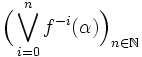 \Big(\bigvee_{i=0}^{n} f^{-i}(\alpha)\Big)_{n \in \N}