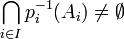 \bigcap_{i\in I} p_i^{-1}(A_i)\ne\empty