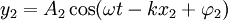  y_2=A_2\cos(\omega t -kx_2 + \varphi_2) 