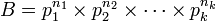 B=p_1^{n_1}\times p_2^{n_2} \times \cdots \times p_k^{n_k}