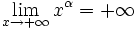 \lim_{x \to +\infty} x^\alpha = +\infty \,\!