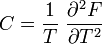 C=\frac1T\ \frac{\partial ^2 F}{\partial T^2}