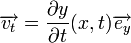  \overrightarrow{v_t} = {\partial y \over \partial t } (x,t) \overrightarrow{e_y}