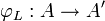 \varphi_L: A\to A'
