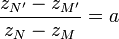 \frac{z_{N'}-z_{M'}}{z_N-z_M} = a
