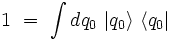 1 \ = \ \int dq_0 \ | q_0 \rangle \ \langle q_0 |