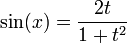 \sin(x)=\frac{2t}{1+t^2}