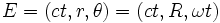 E=\left(ct,r,\theta\right)=\left(ct,R,\omega t\right)