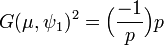 G(\mu, \psi_1)^2=\Big ( \frac {-1}{p} \Big ) p\;