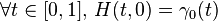 \forall t \in [0,1], \, H(t,0) = \gamma_0(t) 