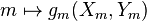 m\mapsto g_m(X_m,Y_m)