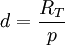 d=\frac{R_T}{p}