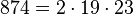 874=2 \cdot  19 \cdot  23