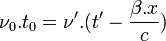 \nu_0.t_0 = \nu'.(t'-\frac{\beta.x}{c})