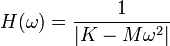 H(\omega) = {1 \over |K - M \omega^2|}