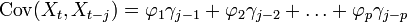 \operatorname{Cov}(X_t, X_{t-j})=\varphi_1\gamma_{j-1}+\varphi_2\gamma_{j-2}+\ldots+\varphi_p\gamma_{j-p}