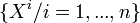 \ \{ X^i / i = 1,...,n \}