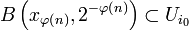 B\left(x_{\varphi\left(n\right)},2^{-\varphi\left(n\right)}\right)\subset U_{i_{0}}