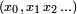 \scriptstyle (x_0,\,x_1\,x_2\,\ldots)