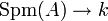 {\rm Spm}(A)\to k