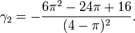 \gamma_2=-\frac{6\pi^2 - 24\pi +16}{(4-\pi)^2}.